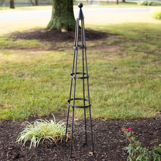 Achla Designs OBL-01, 61-in Wrought Iron Garden Obelisk Trellis, H, Graphite