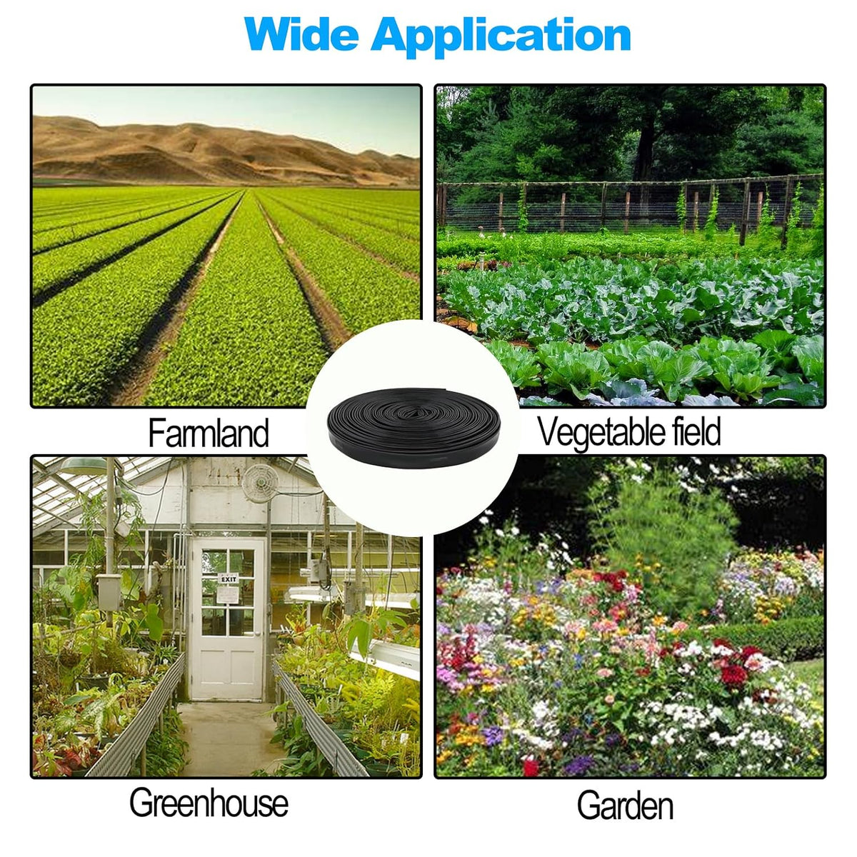 100 ft 5/8" Drip Irrigation Tape Kit Emitter Spacing 6" with 20PCS Drip Tape Connectors and 20PCS Drip Tape Row Ends Automatic Equipment for Garden Irrigation Wall Thickness : 15 mil 0.53GPH