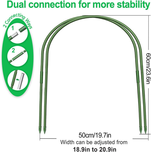 6Pcs Garden Hoops, 19.7"x23.6" Greenhouse Hoops Rust-Free Grow Tunnel, Garden Stake with Plastic Coated Plant Supports for Raised Beds Row Cover Garden Fabric