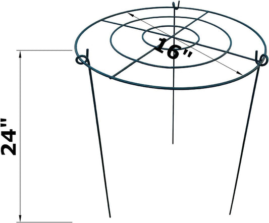5 Pack 16"x24" Peony Cages Plant Support Stakes Grow Through Grid Grow Through Hoops, Metal Flower Plant Brace Support Ring for Heavy Blossom