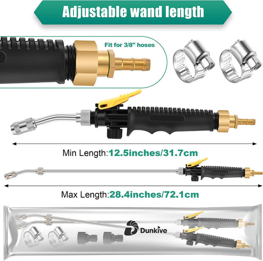 29 Inch Sprayer Wand Replacement Stainless Steel 3/8" Brass Barb Universal Water Spray Parts Metal Adjustable Nozzle Sprayer Wand with Shut off Valve(2 Set)