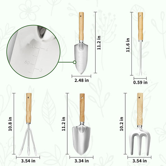 Garden Tool Set,Premium 5 Pcs Heavy Duty Gardening Hand Tool Set