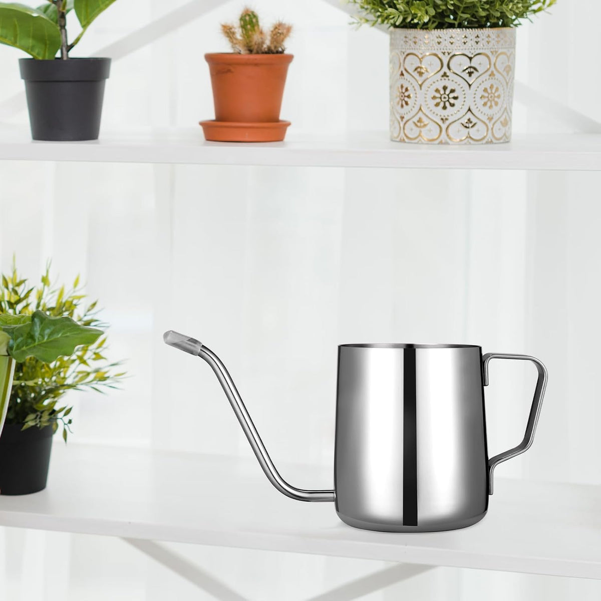 Small Watering Can for Indoor Plants - 20 oz Mini Indoor Watering Can with Long Spout Gooseneck Rust-Proof Stainless Steel Tiny Watering Kettle for Small Plants