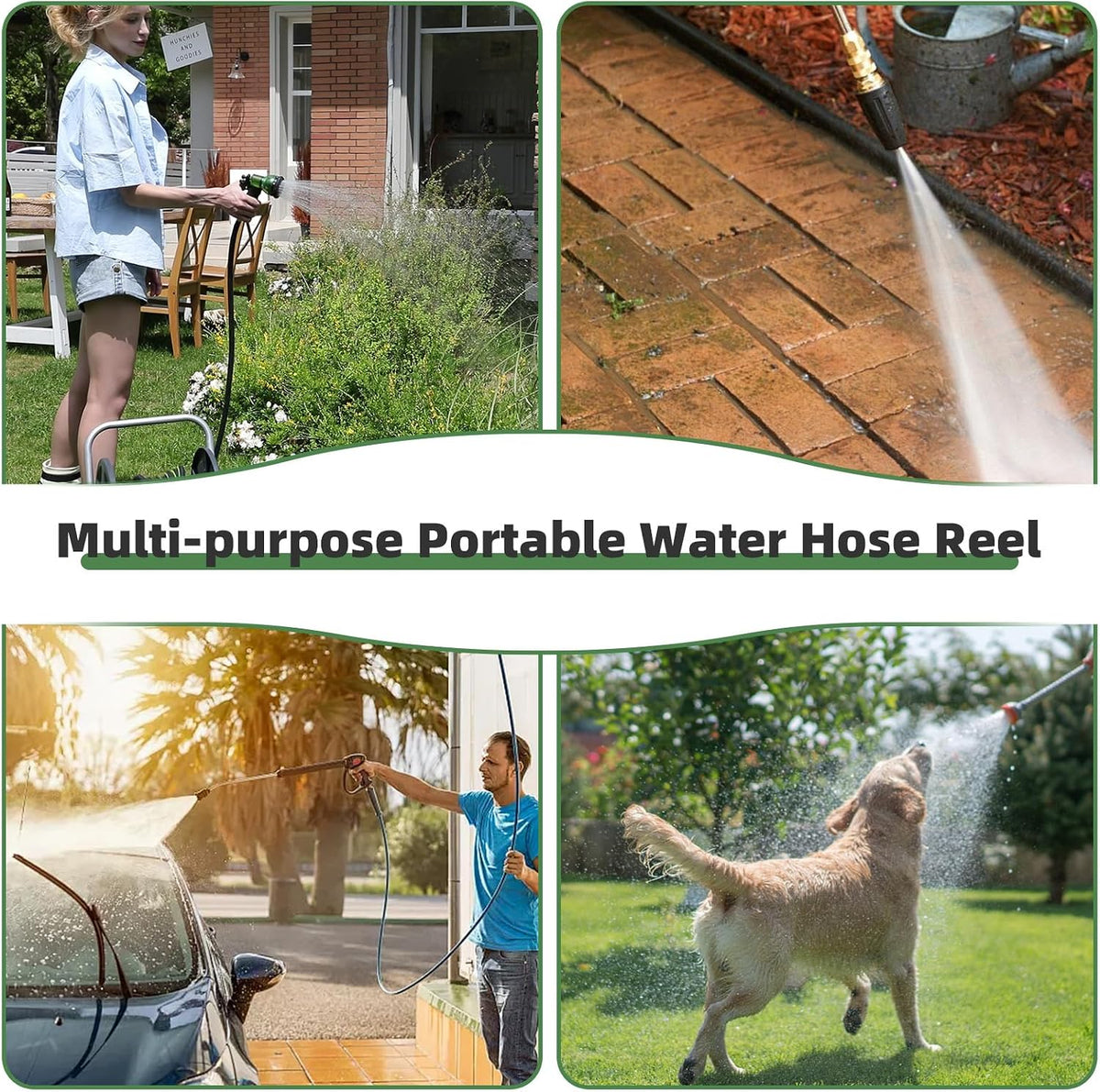 Water Hose Reel,Holds 65-100 Ft of 5/8 Inch