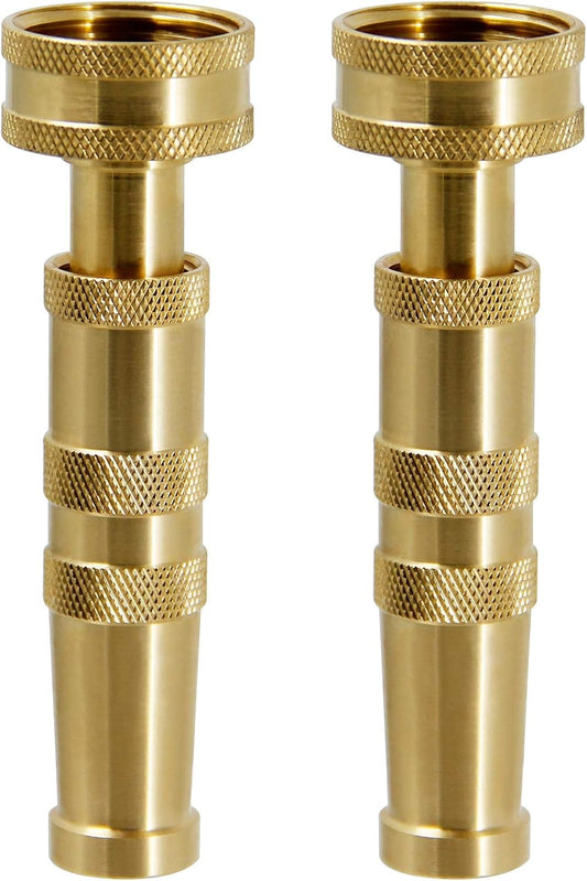 Brass Hose Nozzles, Heavy-Duty Brass Adjustable Twist Hose Nozzle, 2 Pack (4"), VI3432
