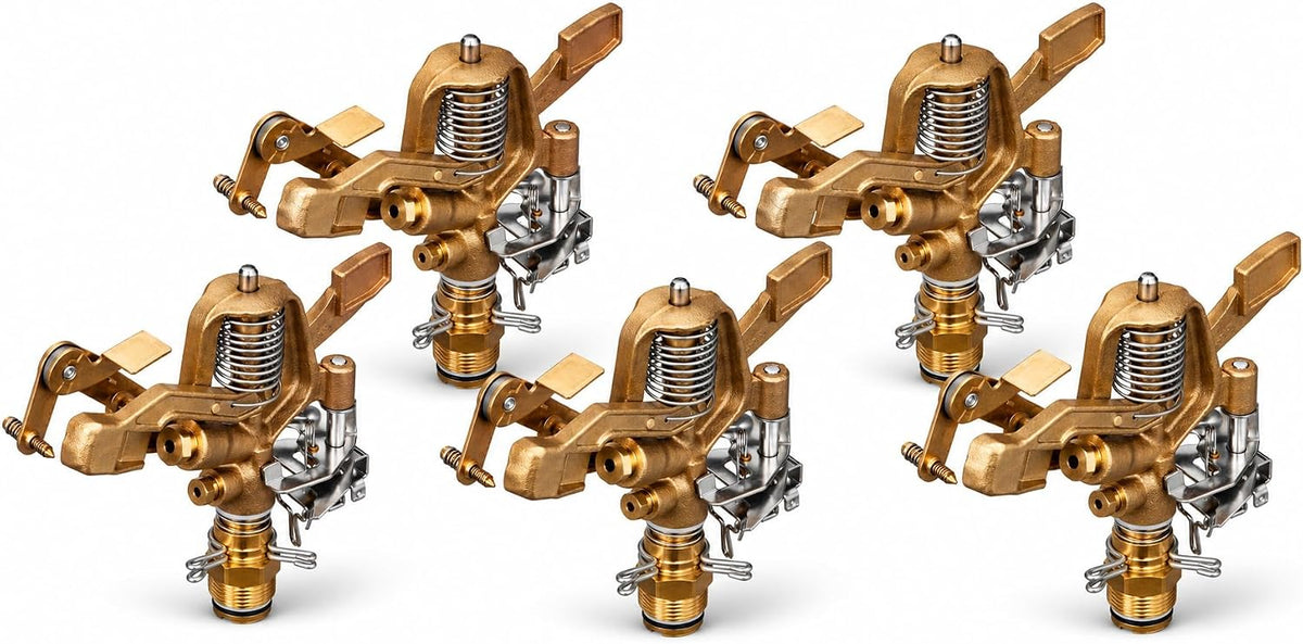 3 Pack 3/4 Inch Thread Heavy Duty Brass Impact Impulse Sprinkler System Head - 55016