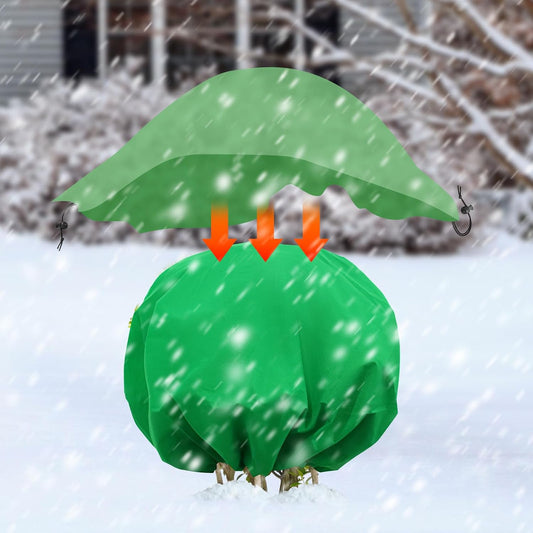 2PCS 8.1ft Dia. Round Winter Plant Covers Reusable Tree Freeze Protection with Drawstring Potted Plant Frost Blanket Outdoor Shrub Plant Cover for Winter Garden Potted Vegetable