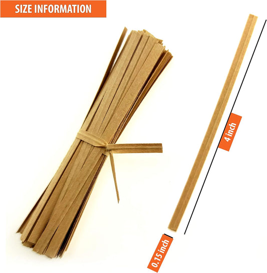 1000 Pcs 4 Inch Kraft Paper Twist Ties for Cello Bags Treat Bags Gift Packaging Bread Cookie Candy Cake Bags