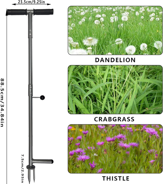 Stand Up Weeder - 3-Claw Stainless Steel Root Extractor, No Bending