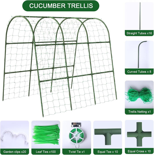 47"x47"x22" U-Shape Cucumber Trellis, Metal Plant Support with Net