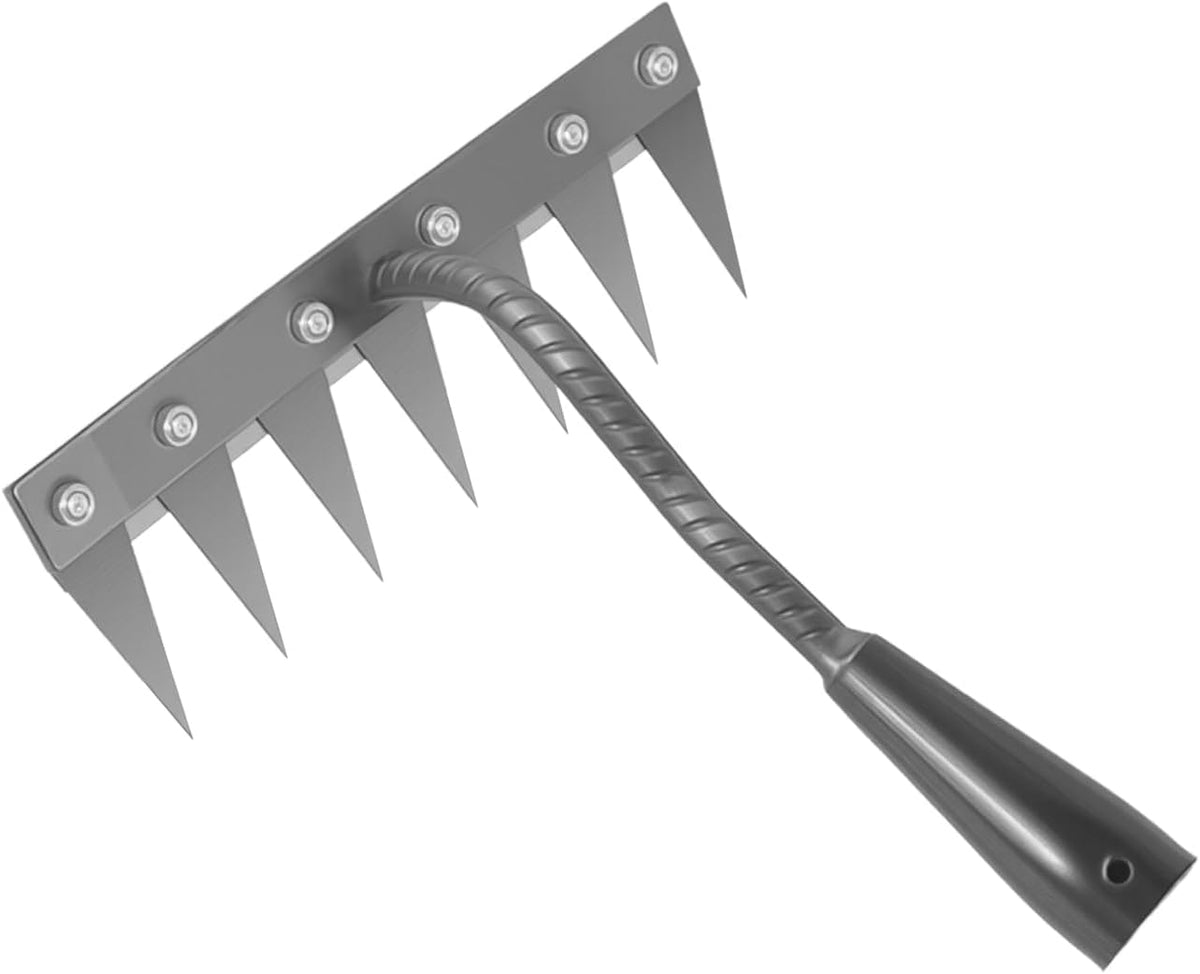 Iron Weeder Tool Without Long Handle, 7 Teeths Manual Weeder Remover Tool, Hand Weed Rake and Garden Hoe for Gardening, Heavy Duty Uprooting Weeding Pull for Yard, Lawn, Patio and Garden