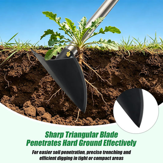 Heavy Duty Garden Hoe, Adjustable Long Handle Trenching Hoe 30-60 Inch, Sharp Triangle Blade Weeding Hoe for Weeds Removal, Cultivating, Digging, Loosening Soil & Trenching