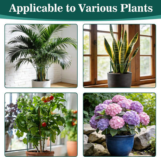 10 Pack Plant Support Stakes, 10" W x 16" H Half Round Peony Cages and Supports, Metal Peony Cage Plant Ring for Outdoor Plants Tomato Flower Vine, with Garden Labels, Clips and Ties