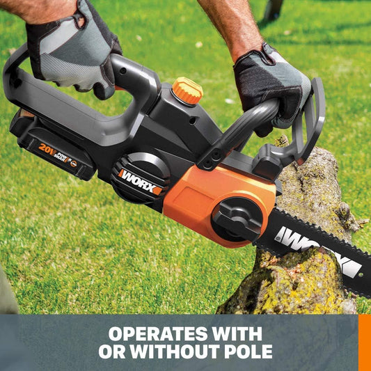 Cordless Chainsaw, 20V 10" 2-in-1 Pole Saw with Auto-Tension, WG323