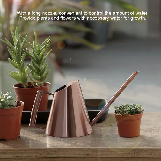 Copper Colored Watering Can, Long Spout Watering Can Vintage Watering Can Decorative Watering Can Pot Capacity 45 Oz/1.3L/0.3 Gallon for Indoor Plant Flower Watering