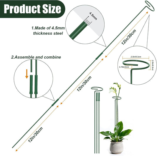4.5mm Adjustable 12or24in Plant Stakes 4 Sets, Garden Supports with Clips