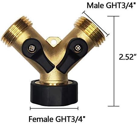2-Way Garden Hose Splitter - 3/4" Female & 2 Male, 2 Pcs