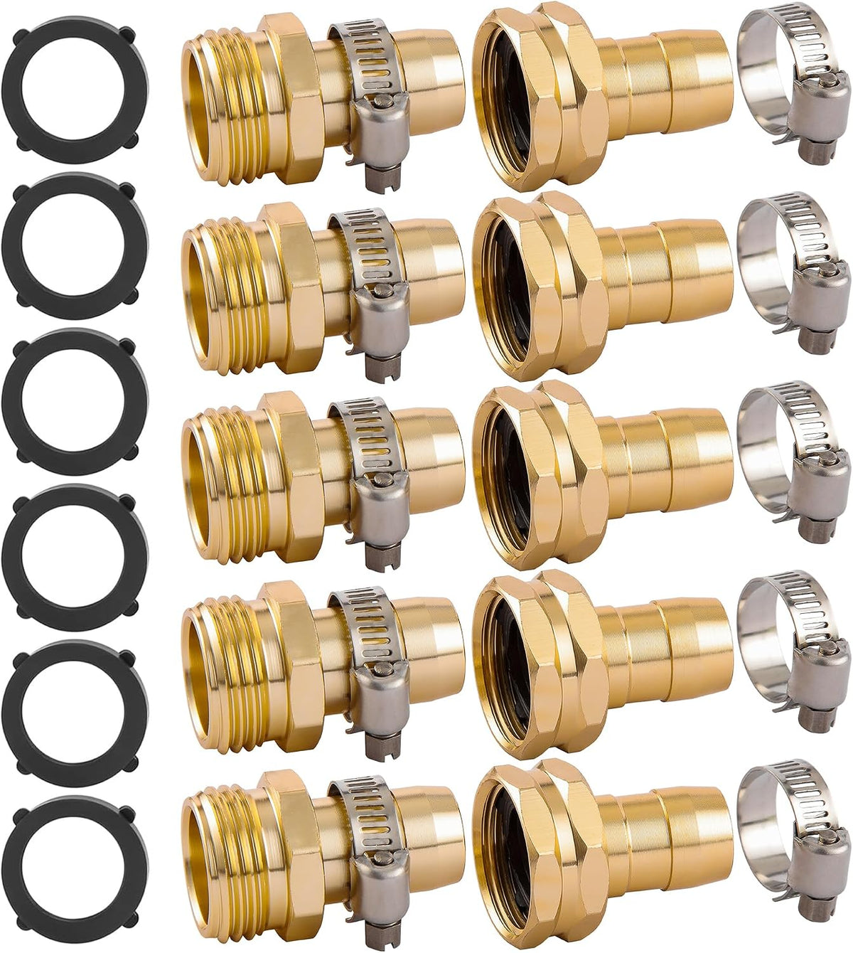 5 Set Garden Hose Repair Connector Kit, Fit for 1/2" Garden Hose Fitting