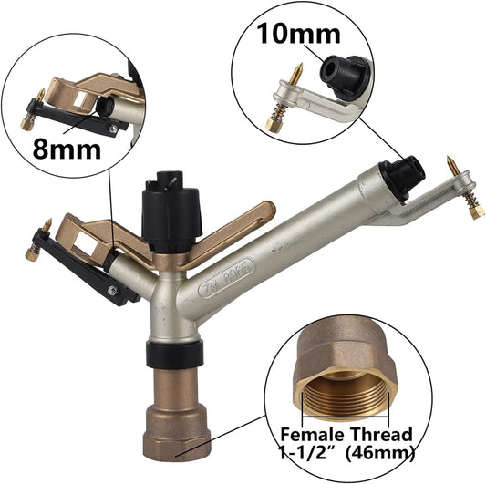 Long Range Sprinkler, 1.5" Lawn Sprinklers, Sprinklers for Yard Large Area Irrigation Watering Spray Gun, Agriculture Farm Irrigation Impact Sprinkler