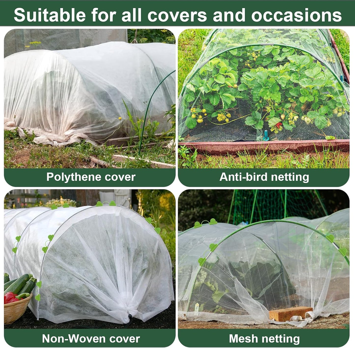36Pcs Garden Hoops for Raised Beds,6 Sets of 8FT Long Greenhouse Hoops Grow Tunnel, Fiberglass Support Hoops Frame for Fabric Netting,DIY Plant Support Garden Stakes for Row Cover