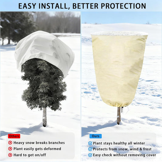Plant Covers Freeze Protection, 31.5''×47.24'' Winter Cold Weather Frost Blankets Shrub Jacket with Drawstring Reusable Frost Protection Cloth for Outdoor Plants Fruit Tree Potted(1PCS)