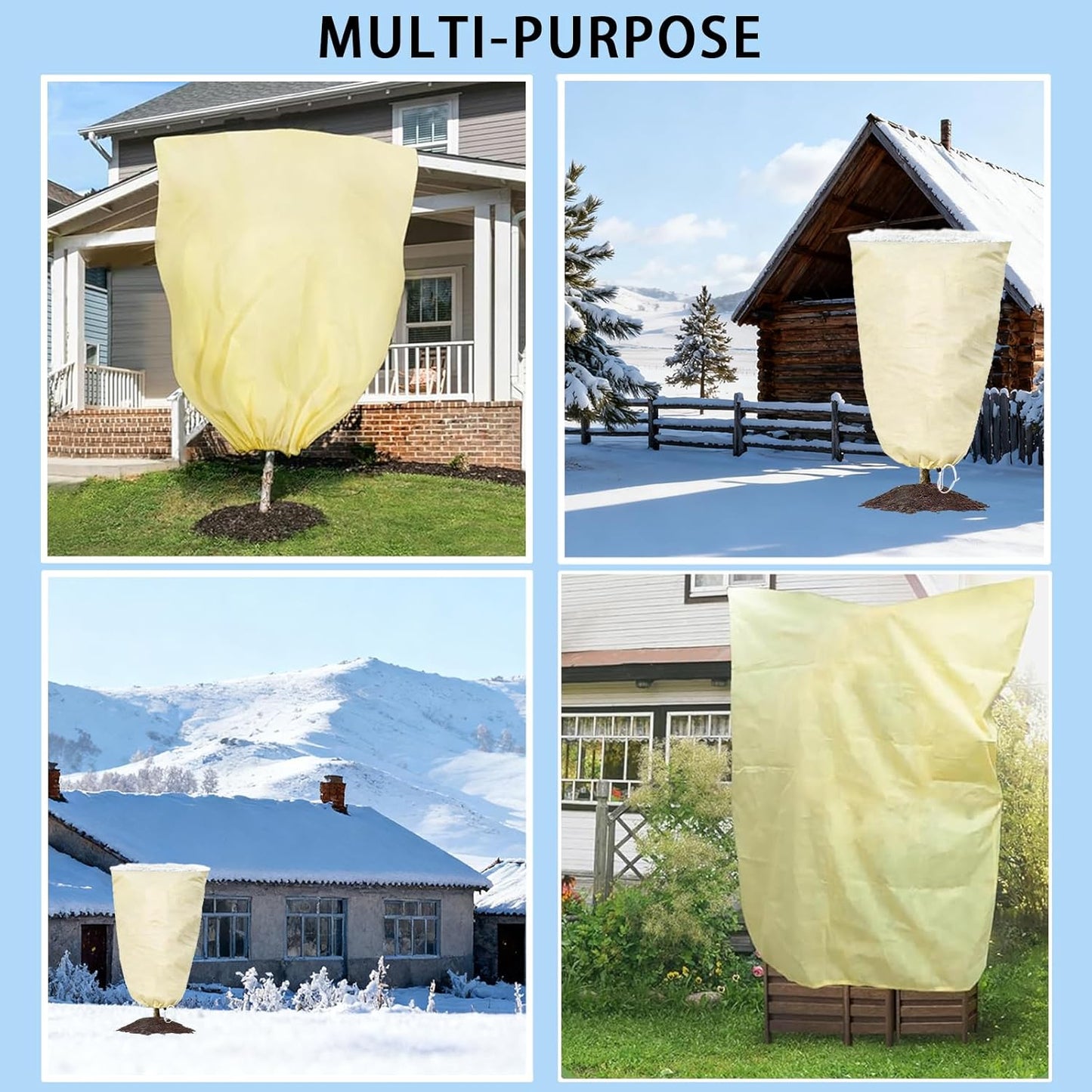 Plant Covers Freeze Protection, 31.5''×47.24'' Winter Cold Weather Frost Blankets Shrub Jacket with Drawstring Reusable Frost Protection Cloth for Outdoor Plants Fruit Tree Potted(1PCS)