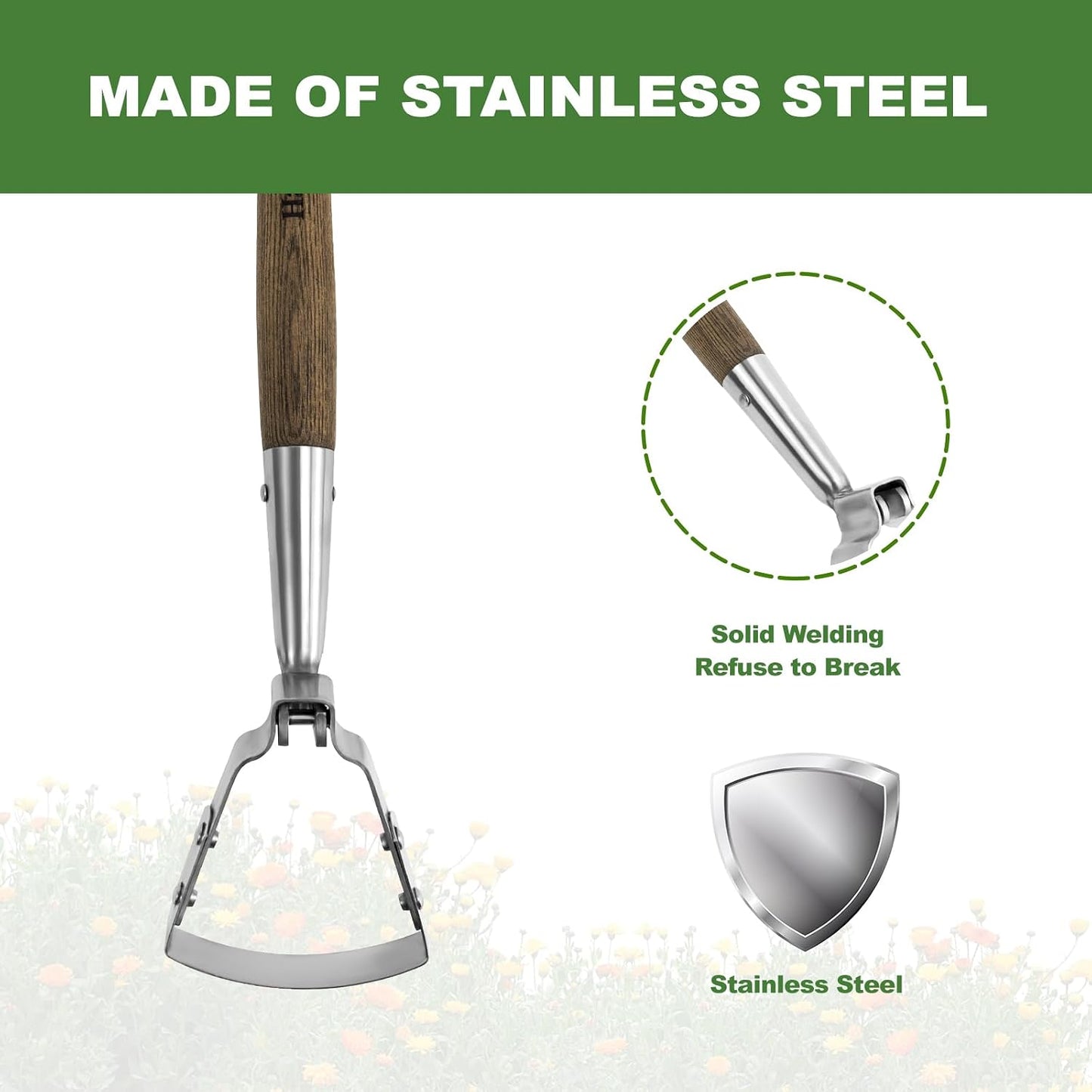 Scuffle Hoe, 16.8'' Stirrup Hoe for Weeding in Raised Bed