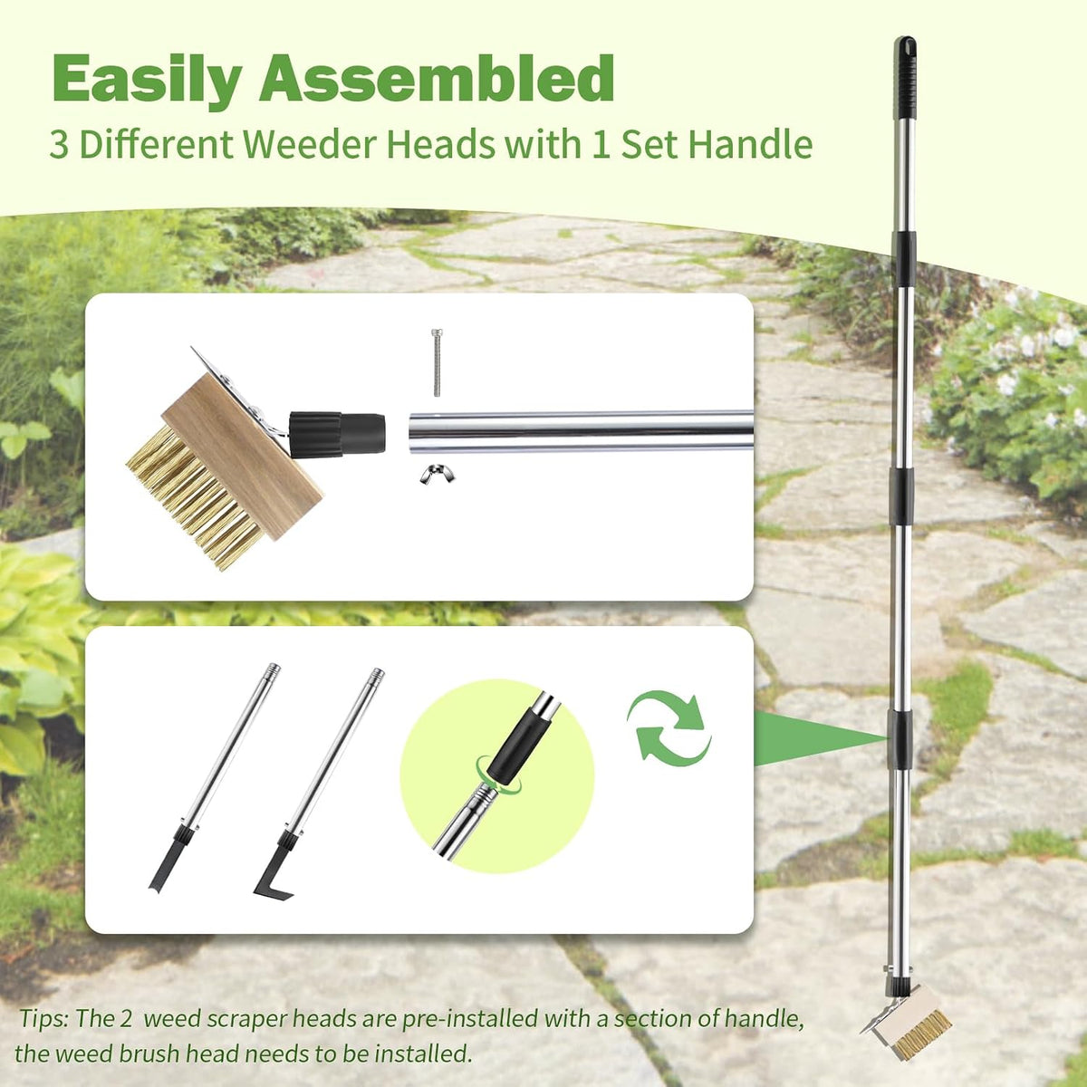 3 Pack Weed Remover Tool, Manual Weeders Set for Garden Cracks, Flower Bed