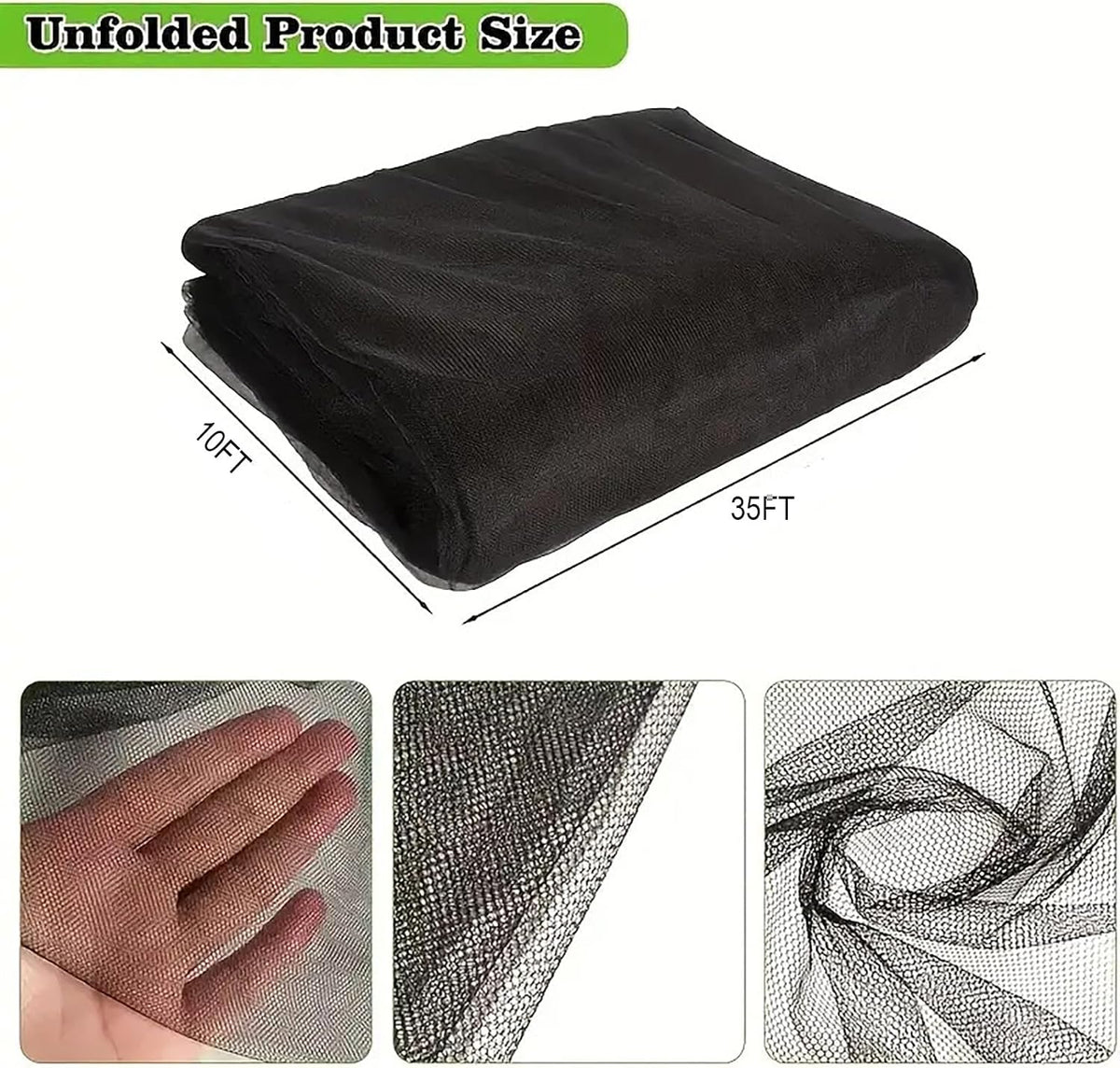 Patio Mosquito Netting, 10x13FT UV Resistant Bug Mesh for Balcony & Plants