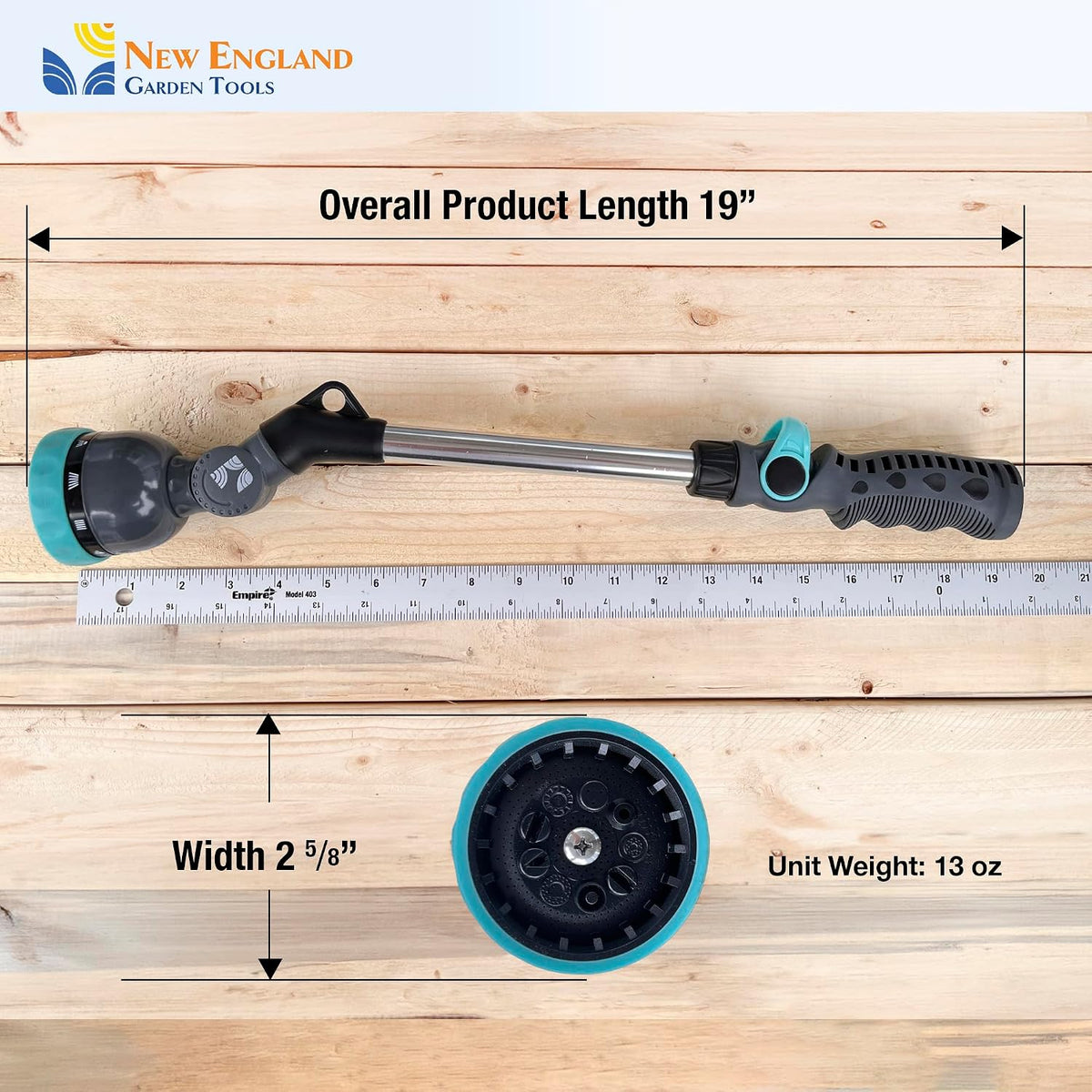 18 Inch Heavy Duty Metal Watering Wand with 9 Spray Patterns 600001, Flexible 180° Head, Thumb Flow Control, Comfort Grip, for Plants, Lawn, Garden, Car Washing & Cleaning