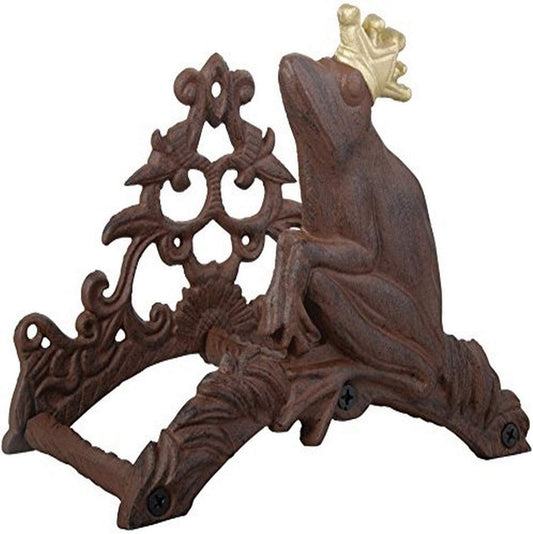 Esschert Design TG34 Frog Prince Antique Garden Hose Guide, Antique Brown with Gold Crown