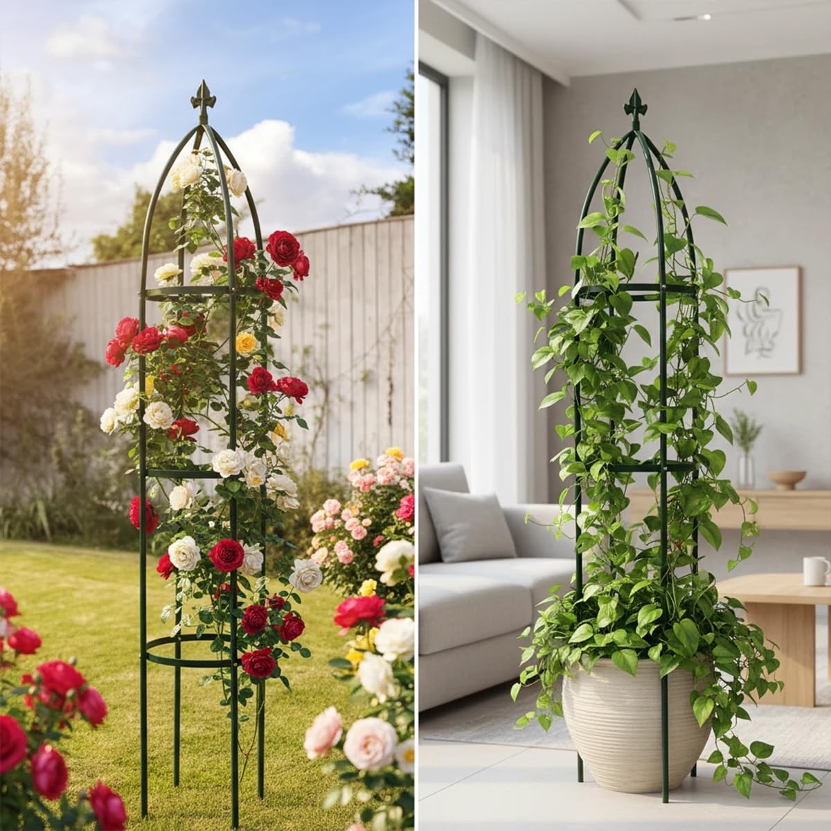 100% Metal Garden Obelisk Trellis Heavy Duty 6.3 ft Tall for Climbing Vines