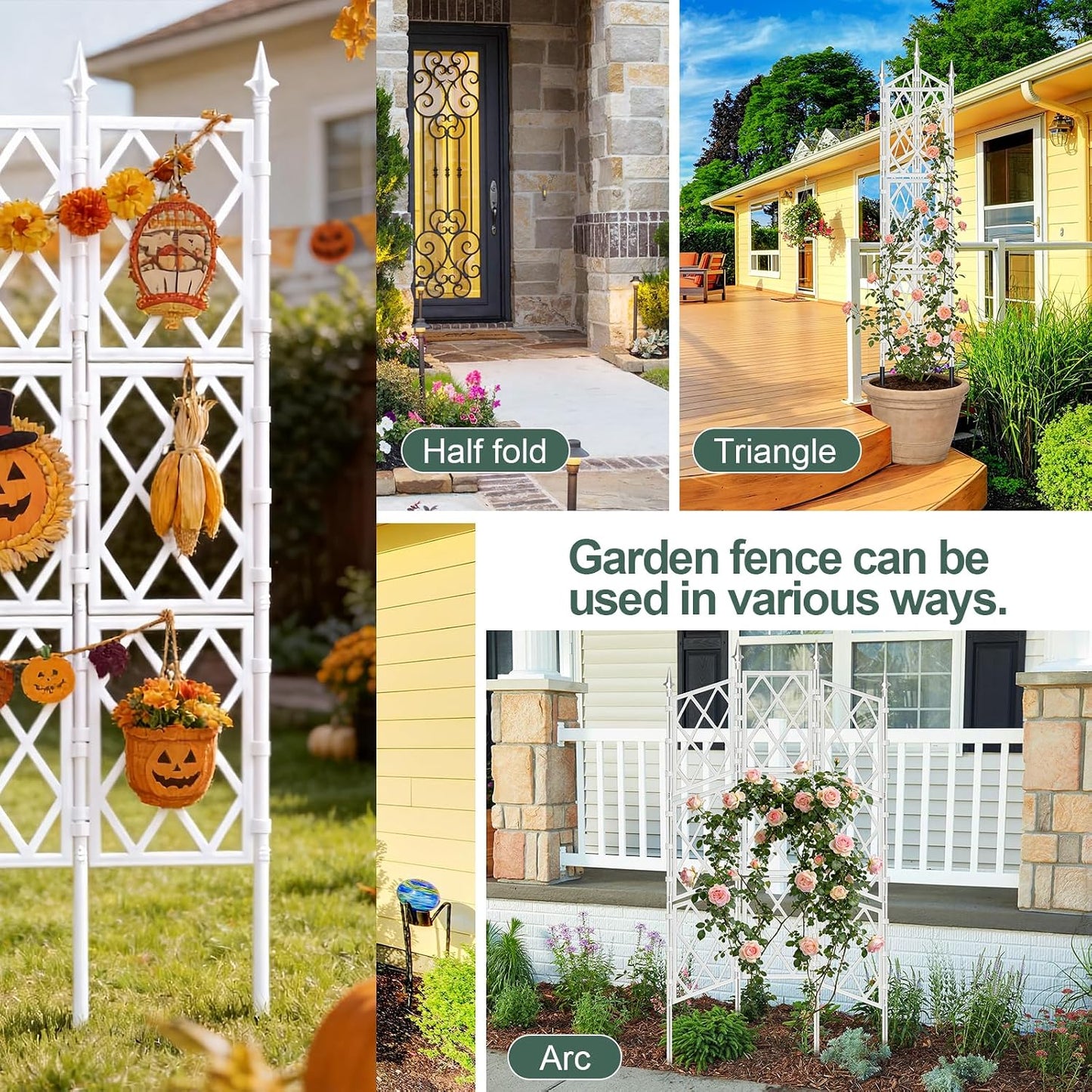 63 Inch Garden Trellis Support Fence Metal Lattice Climbing Frame Black