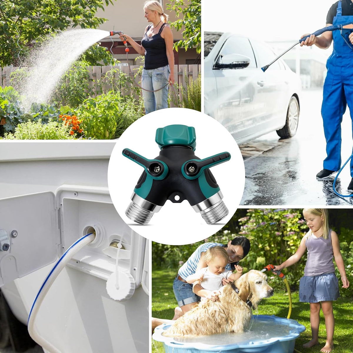 NUNU FRY Garden Hose Splitter 2 Way Heavy Duty,Home Use - Premium Alloy With Strong Tightness And Dual Flow Design Reduces Water Pressure And Leakage, Compatible With Any Standard Faucet (Orange)