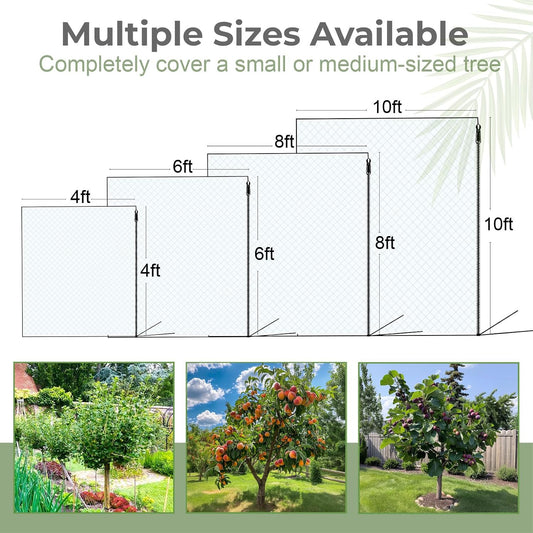 Fruit Tree Netting Cover with Zipper & Drawstring, 2 Packs 6ft x 6ft Insect Bird Barrier Netting for Garden Protection, Ultra Fine Mesh Garden Netting