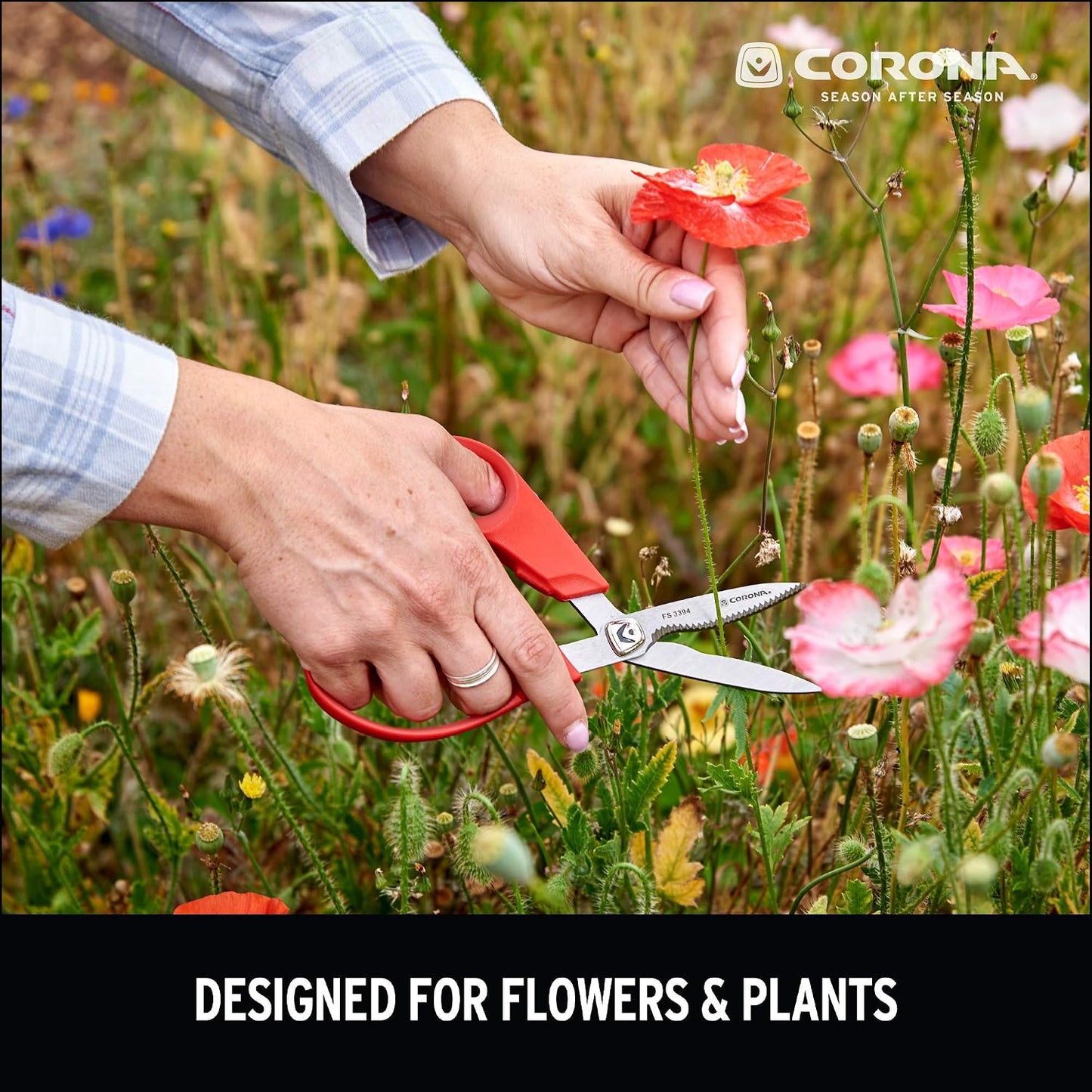 ComfortGEL Floral Scissors | Stainless Steel Garden Shears for Flowers & Stems | FS 3394,Red