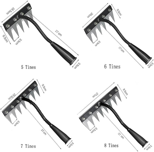 Gardening Hand Weeder Tool,Iron Weed Rake with Detachable Blades (8 Tines)