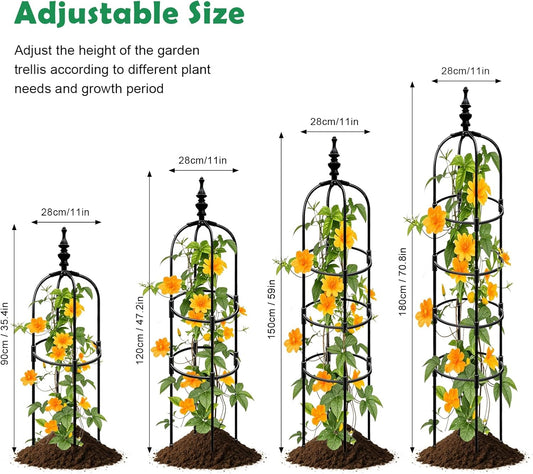 Trellis for Climbing Plants Outdoor 1Pcs Garden Obelisk 6Ft,Metal Pipe Tomato Cage Cucumber Rose Flower Vegetable Grape Round Vine Tall Plants Trellis,Plants Support Stakes Potted Garden Tower Indoor
