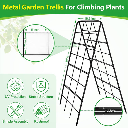 2 Pack 49"x16.3" Adjustable Garden Trellis, A Frame Cucumber Trellis
