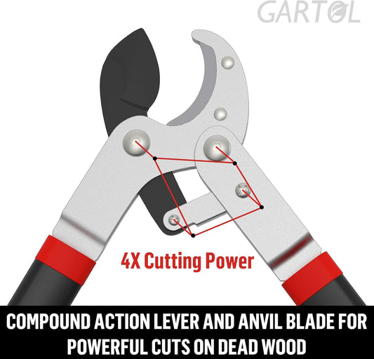 Heavy-Duty Anvil Lopper, 29" Tree Pruning Shears, with a Spare SK5 Steel Blade, Compound Action for Effortless Cutting 2″ Branch, Ergonomic Non-Slip Handles, Durable Garden Branch Cutter