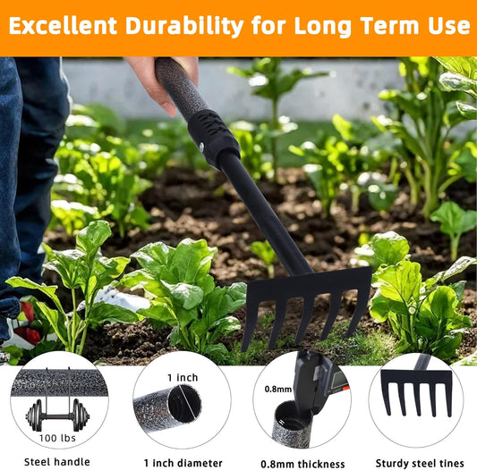 Hand Rake, Adjustable Handle Garden Small Rake Garden Tool