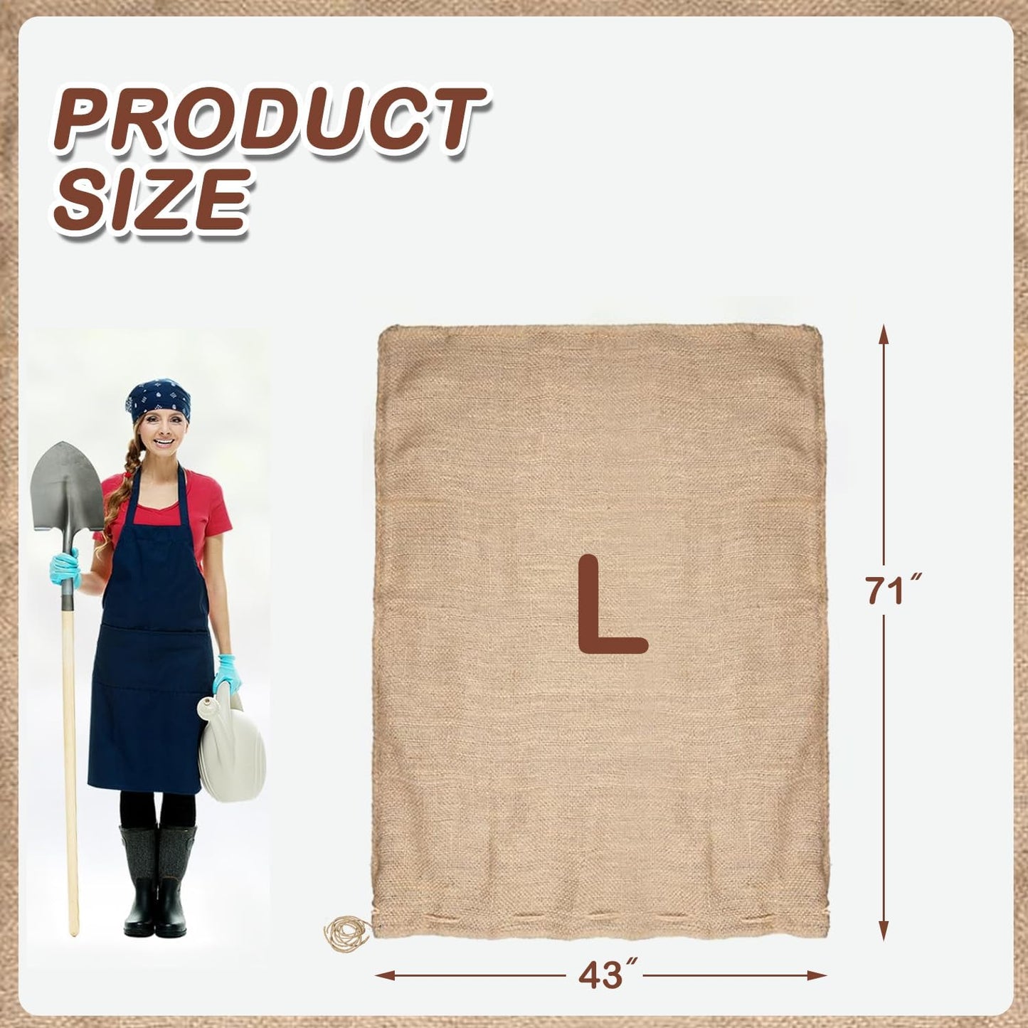Winter Burlap Plant Cover Bag, Large Burlap Bags with Drawstring, Reusable Jute Sack,Frost Cloth Cold Freeze Protection Cover Bags Tree Freeze Blanket for Outdoor Plants, Shrubs, Bushes(32x47")