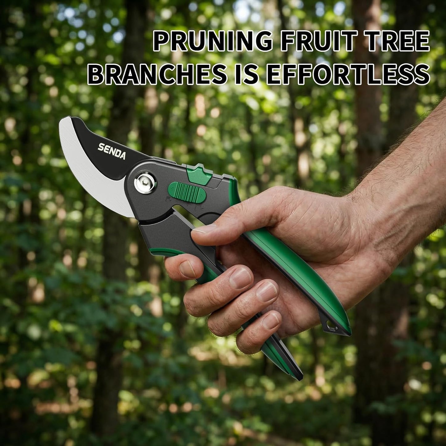 9" Bypass Pruning Shears, SK5 Steel Pruning Shears for Gardening, Garden Clippers with 2-Position Adjustable Jaw for Thick Branches, Landscaping