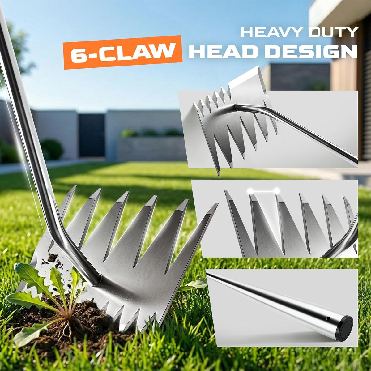 Weed Puller Tool, Heavy-Duty Stainless Steel Garden Hand Weeding Tool