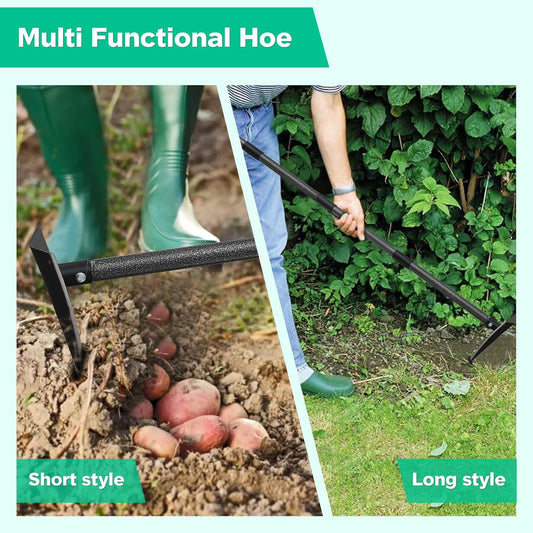 Garden Hoe, Heavy Duty Trenching Hoes with 60 Inch Long Handle, Sharp Edge Triangle Weeding Hoe Garden Tools for Weeds Removal,Cultivating,Digging,Loosen Soil, Trenching, Landscaping Manual Weeder