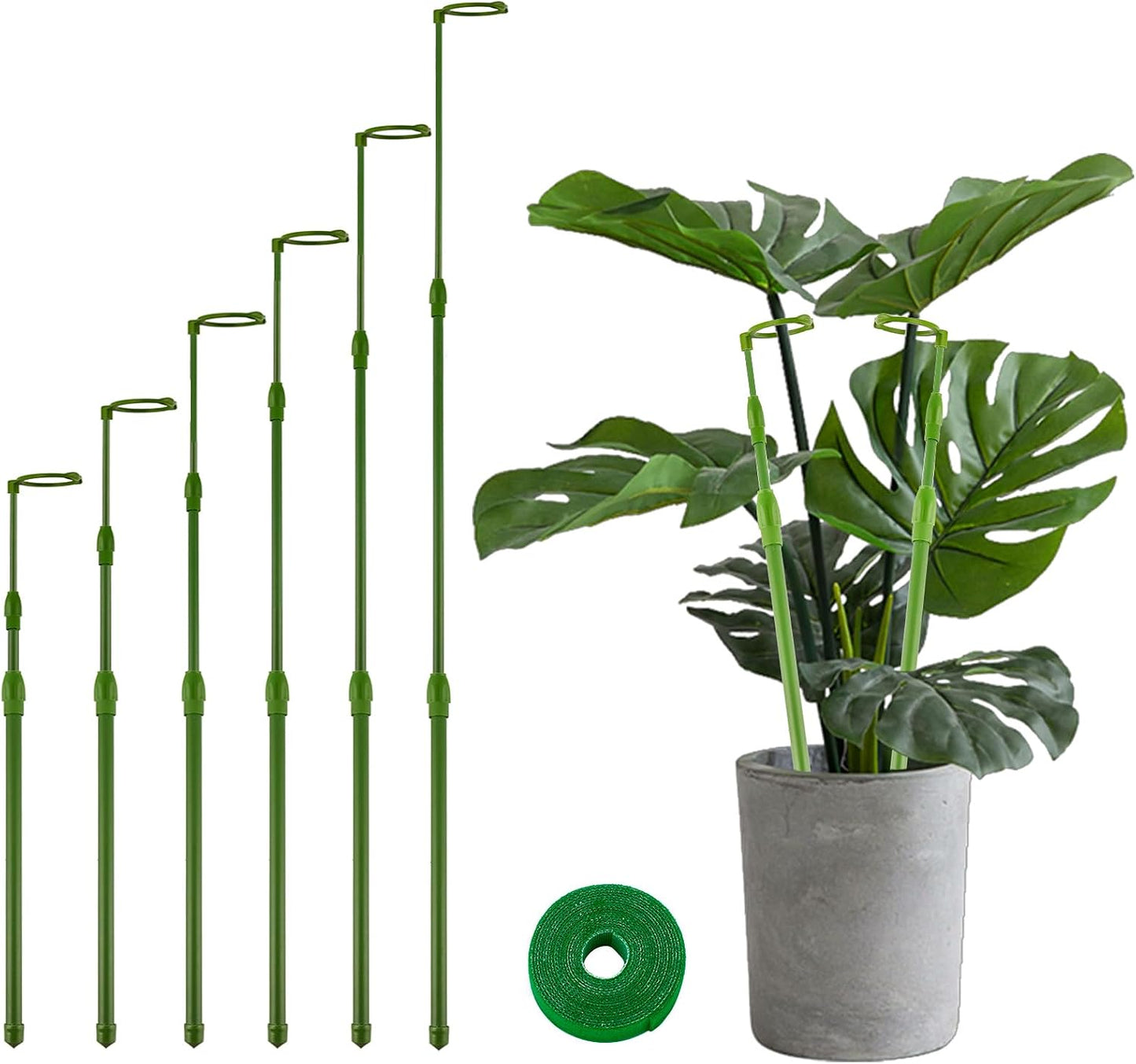 3 Pack Extendable Plant Stakes, 16.5-42.5 Inch Plant Stakes for Indoor Outdoor, Adjustable Monstera Plant Support Sticks with Clips for Clombing Plants, Vine, Orchid, Tomato, Vegetables