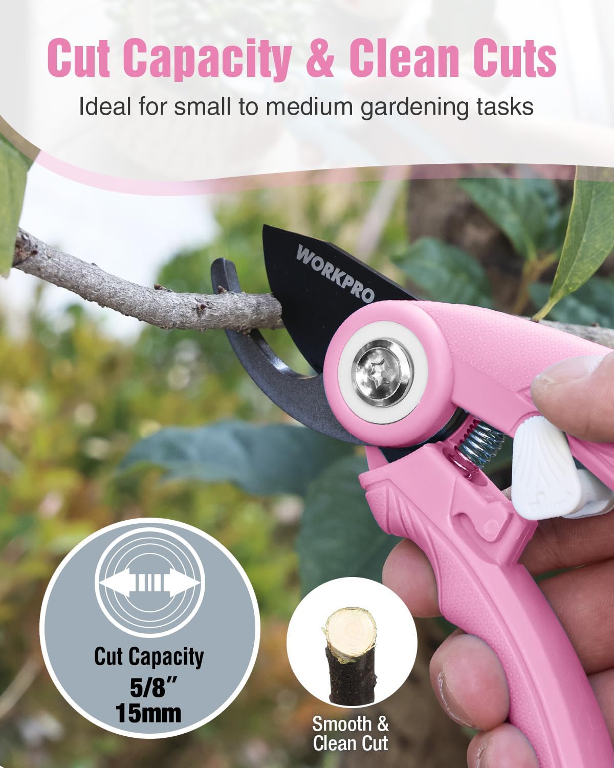 2-Pack 6.9" Garden Pruning Shears, Bypass & Straight Garden Scissors, Pink
