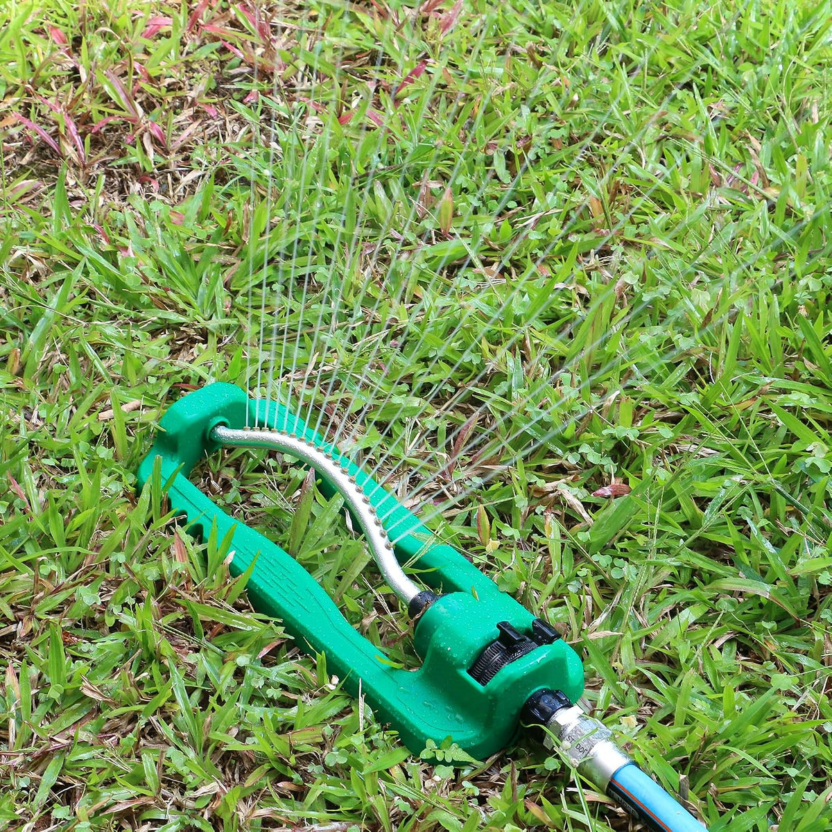 Turbo Oscillating Sprinkler, Adjustable Rectangular Lawn Sprinklers for Yard with Stable Base, 19 Precision Nozzles Garden Sprinkler for Small to Medium Areas, Covers up to 3,800 sq. ft.