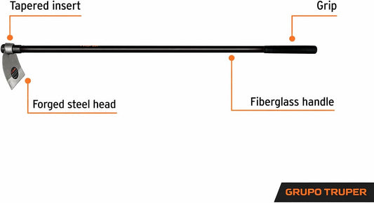 Lane Hoe No. 1, 54-Inch Fiberglass Handle, 7 1/2-Inch x 7 1/2-Inch Forged Head, 1.8 lb Head Weight, Agricultural & Garden Soil Preparation Tool (Model 10615)