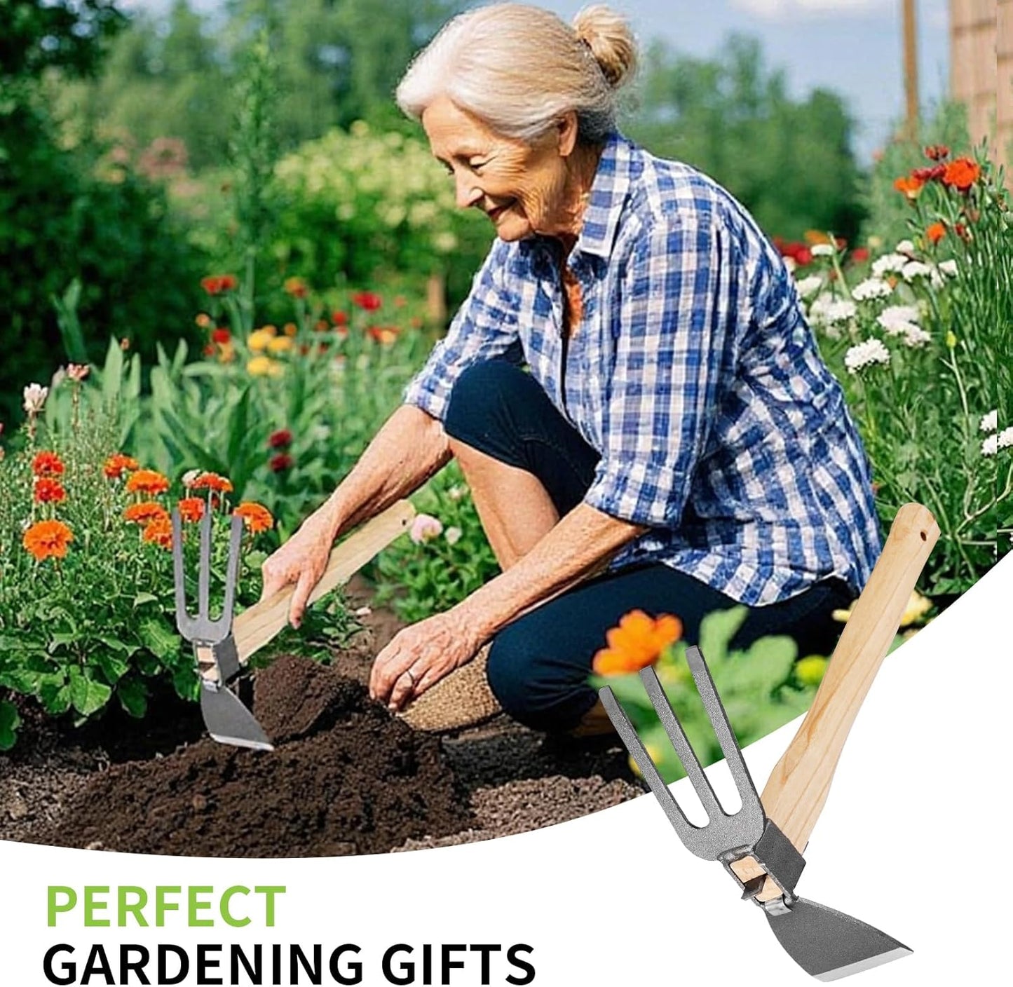 Hoe and Cultivator Garden Rake.1Pcs Hoe and Cultivator Hand Tiller, 1 Pair Gloves,1 Anti-Slip Sweat-Absorbing and Wear Hand Gel. for Digging, Loosening Soil, Weeding, Cultivating